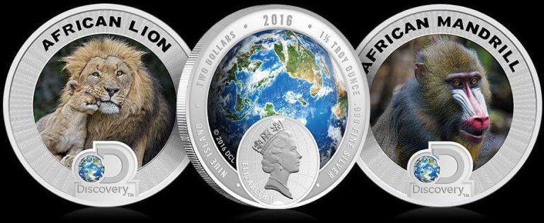 African lion and Mandrill honored with Discovery Endangered Species series of colorized silver coins